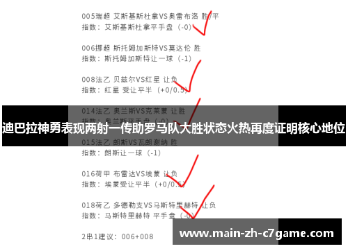 迪巴拉神勇表现两射一传助罗马队大胜状态火热再度证明核心地位